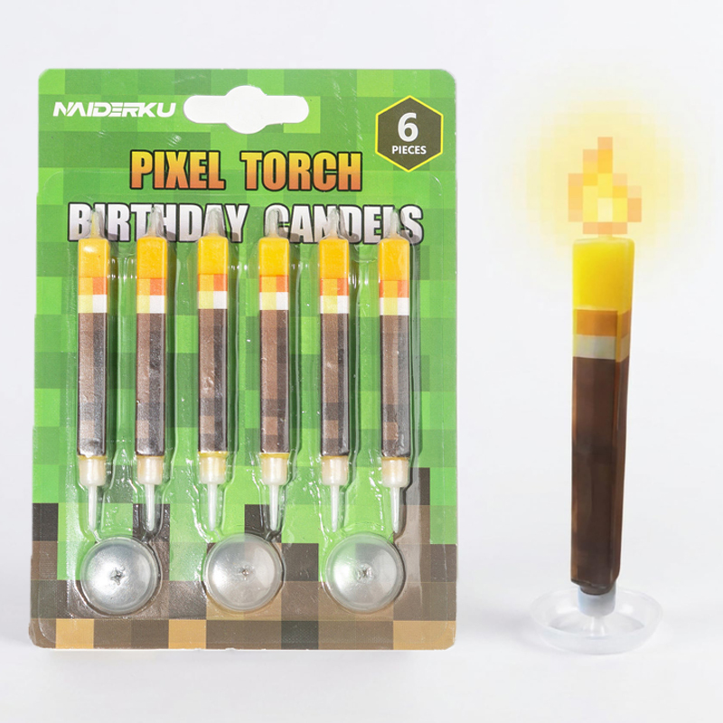Candle Supplies Video - 6pcs Pixel Torch Birthday Candles Video