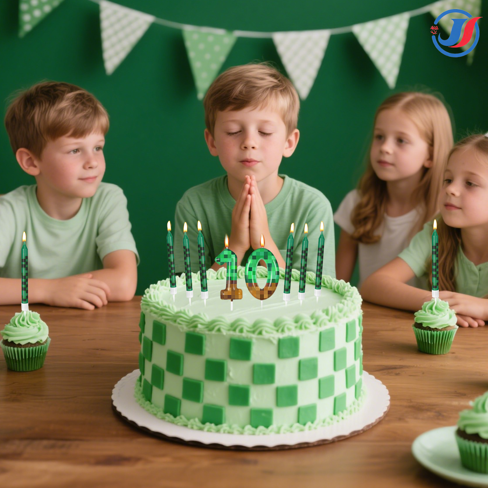 7Pcs Pixel Miner Birthday Cake - Candle Supplies Video 리뷰 및 가격