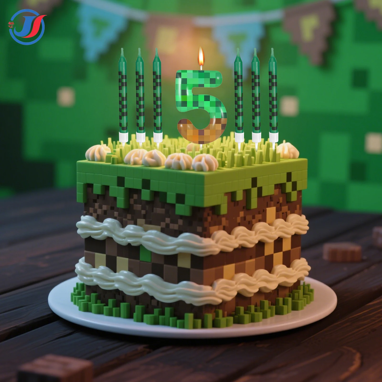 7Pcs Pixel Miner Birthday Cake - Candle Supplies Video 리뷰 및 가격