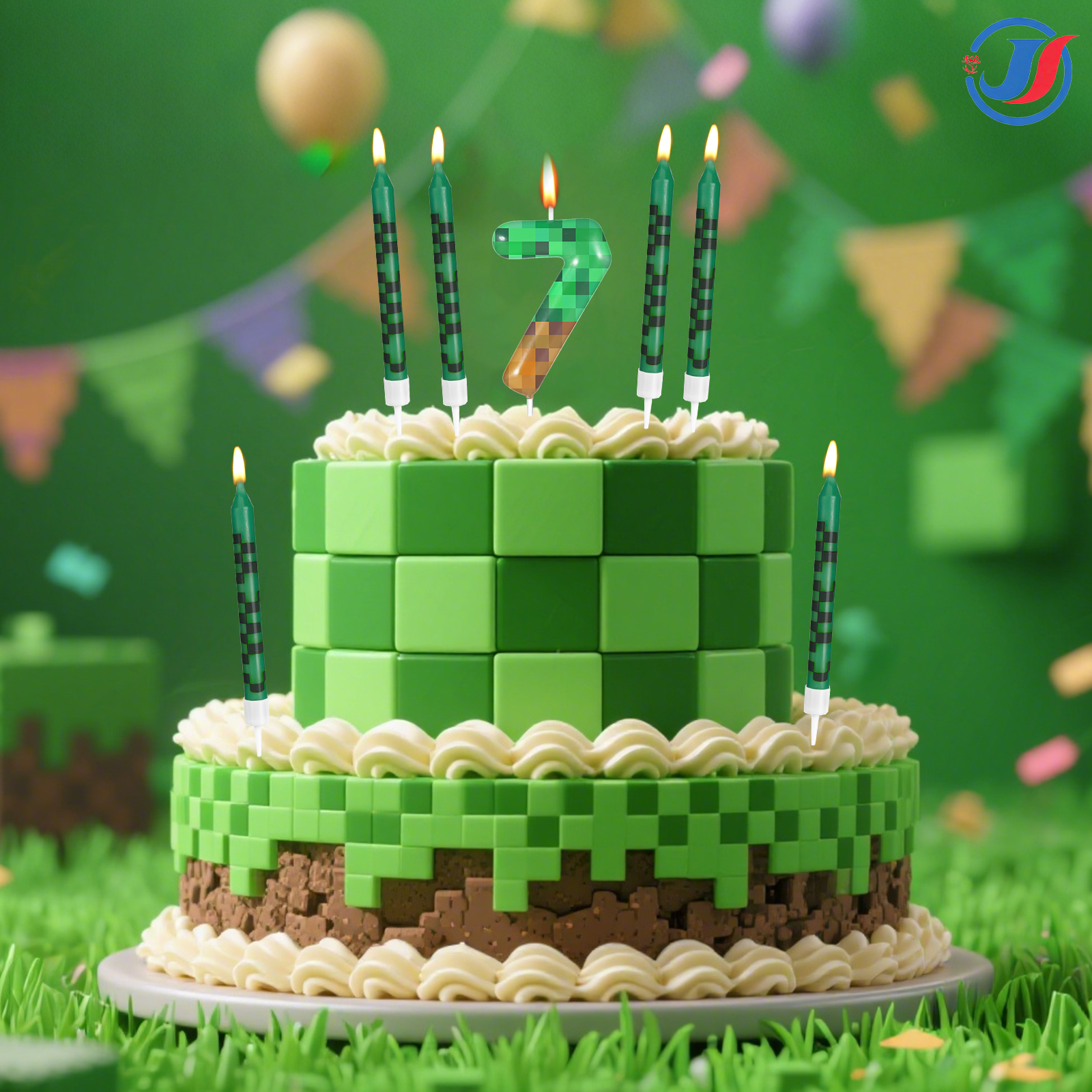 7Pcs Pixel Miner Birthday Cake - Candle Supplies Video 리뷰 및 가격