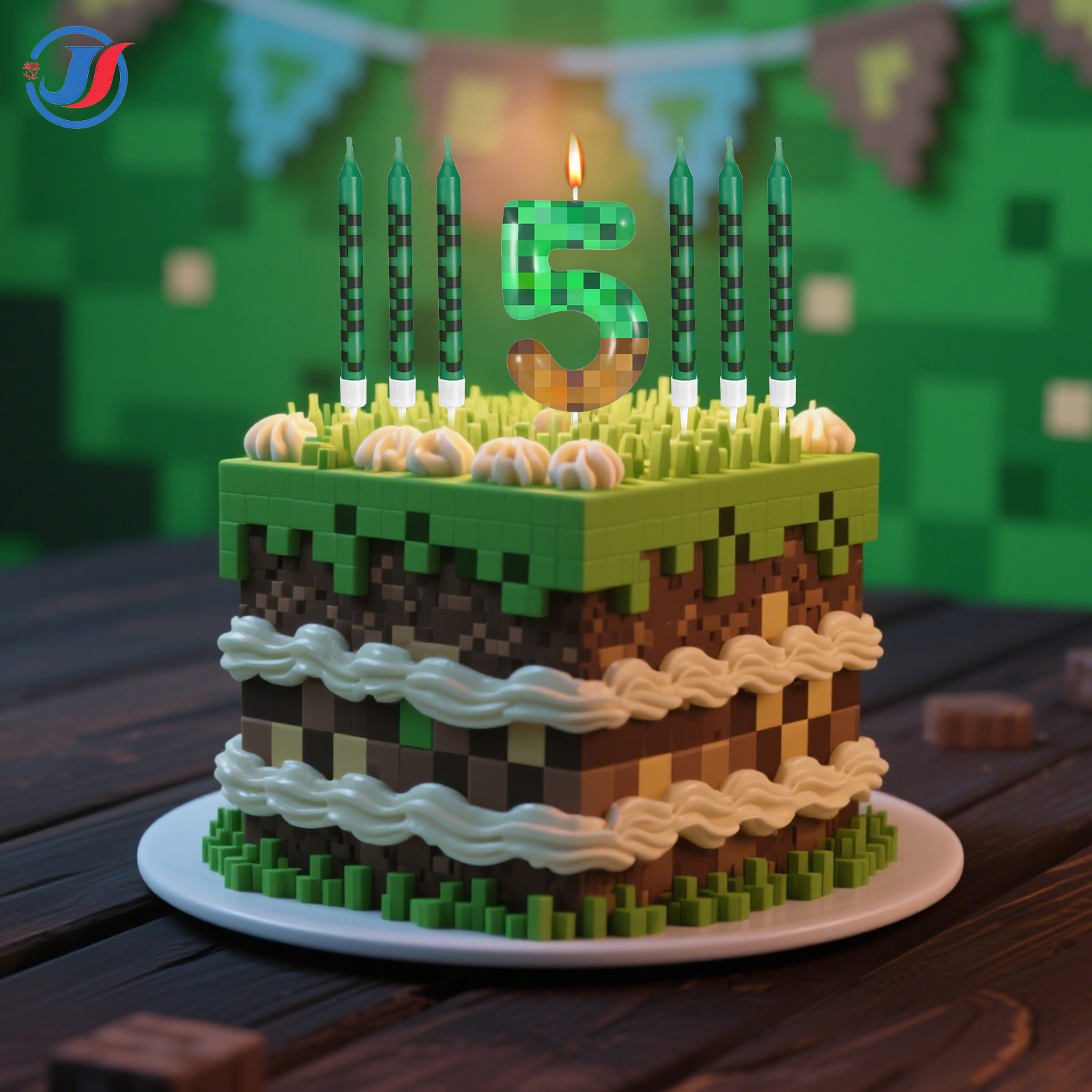 7Pcs Pixel Miner Birthday Cake - Candle Supplies Video 리뷰 및 가격